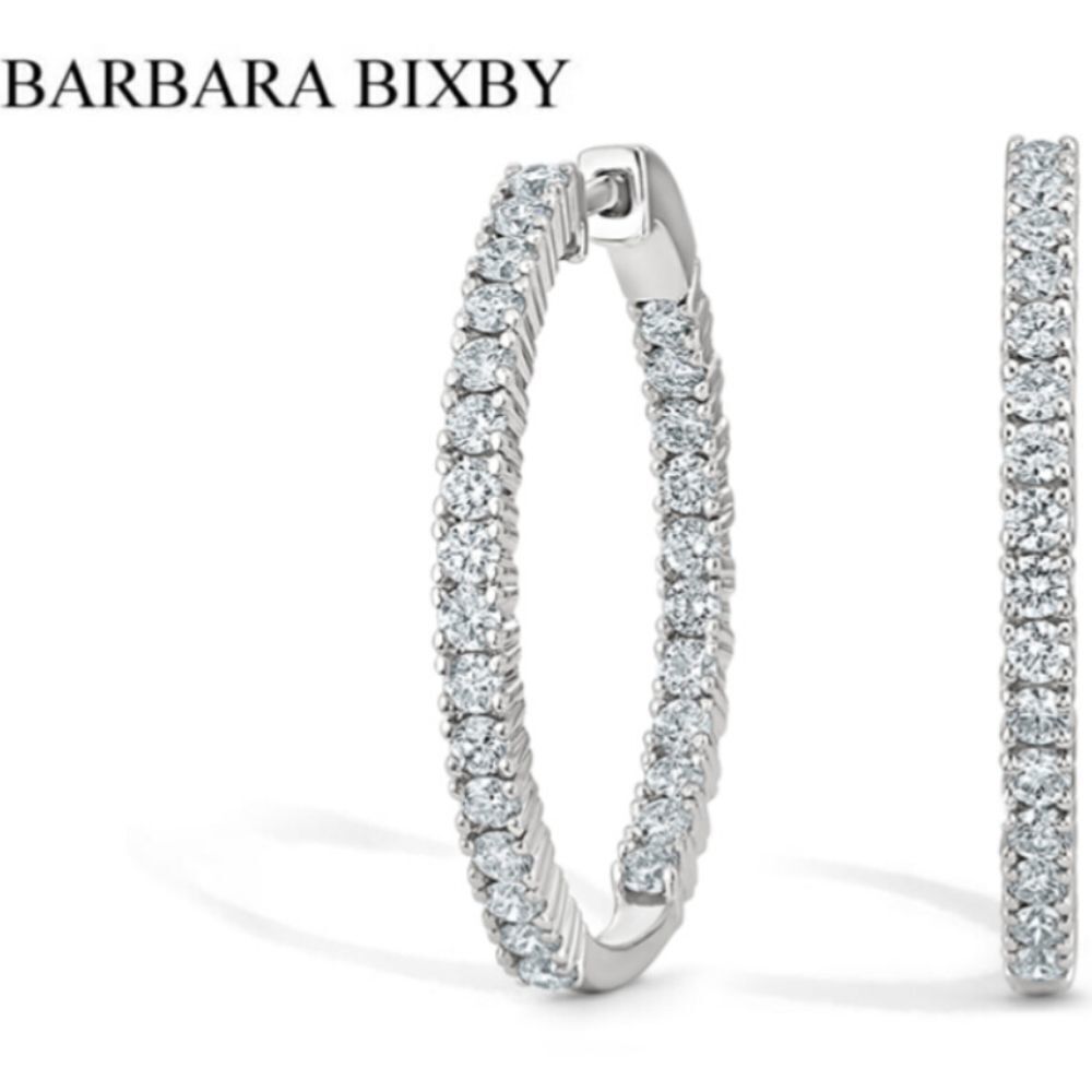 Barbara Bixby Sterling Silver inside out Pave hoop earrings
